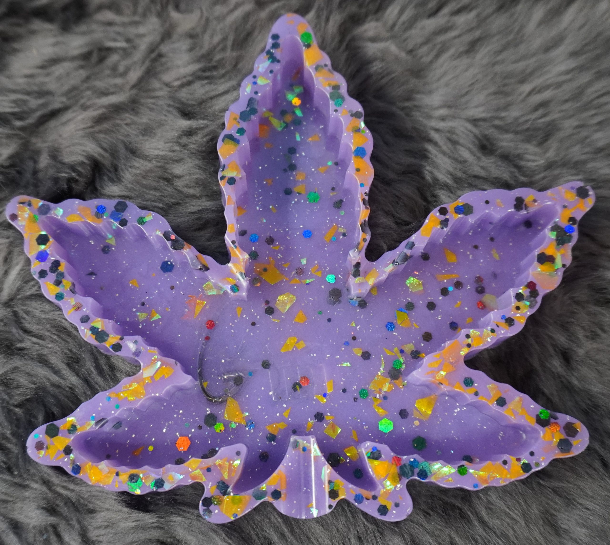 Ashtray MJ Leaf purple sparklely #3_11zon