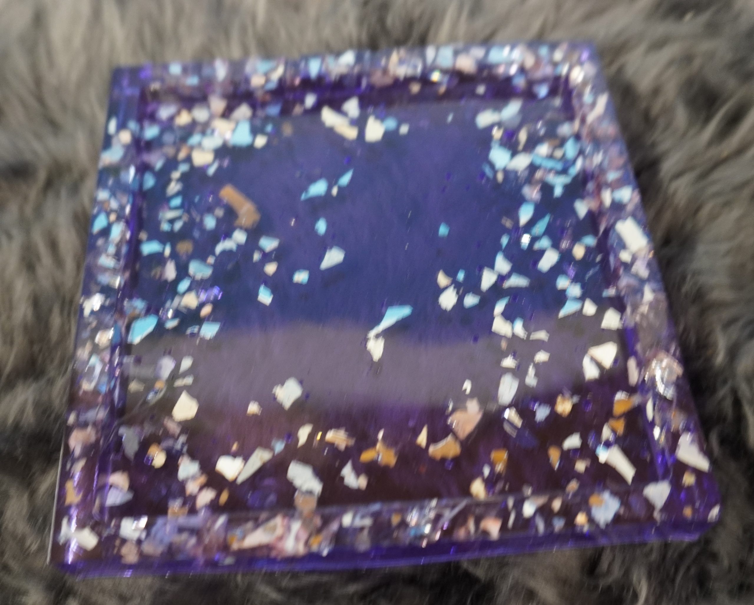 Trinket tray Lid purple with Mother of Pearl