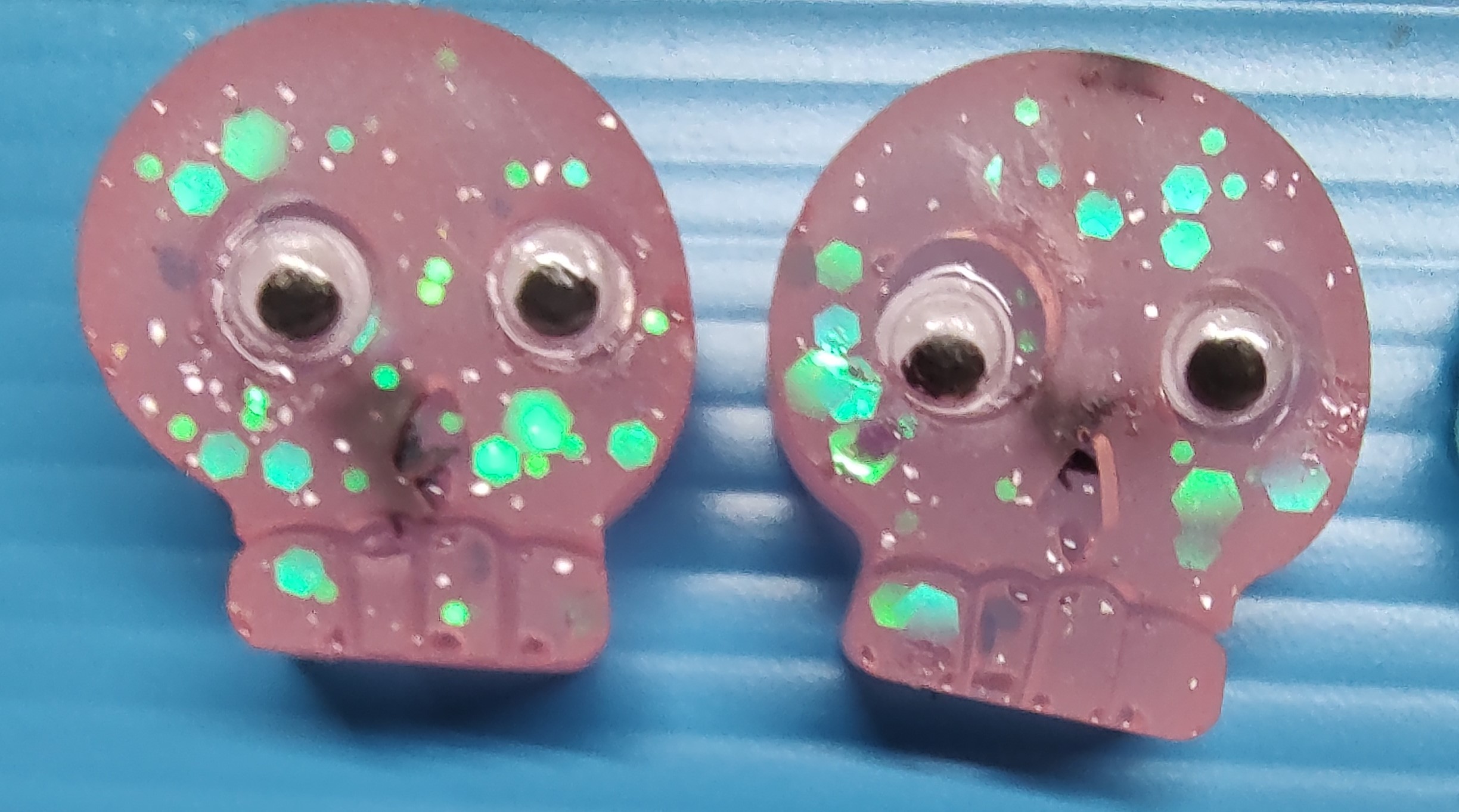 earrings skull face pink (2)