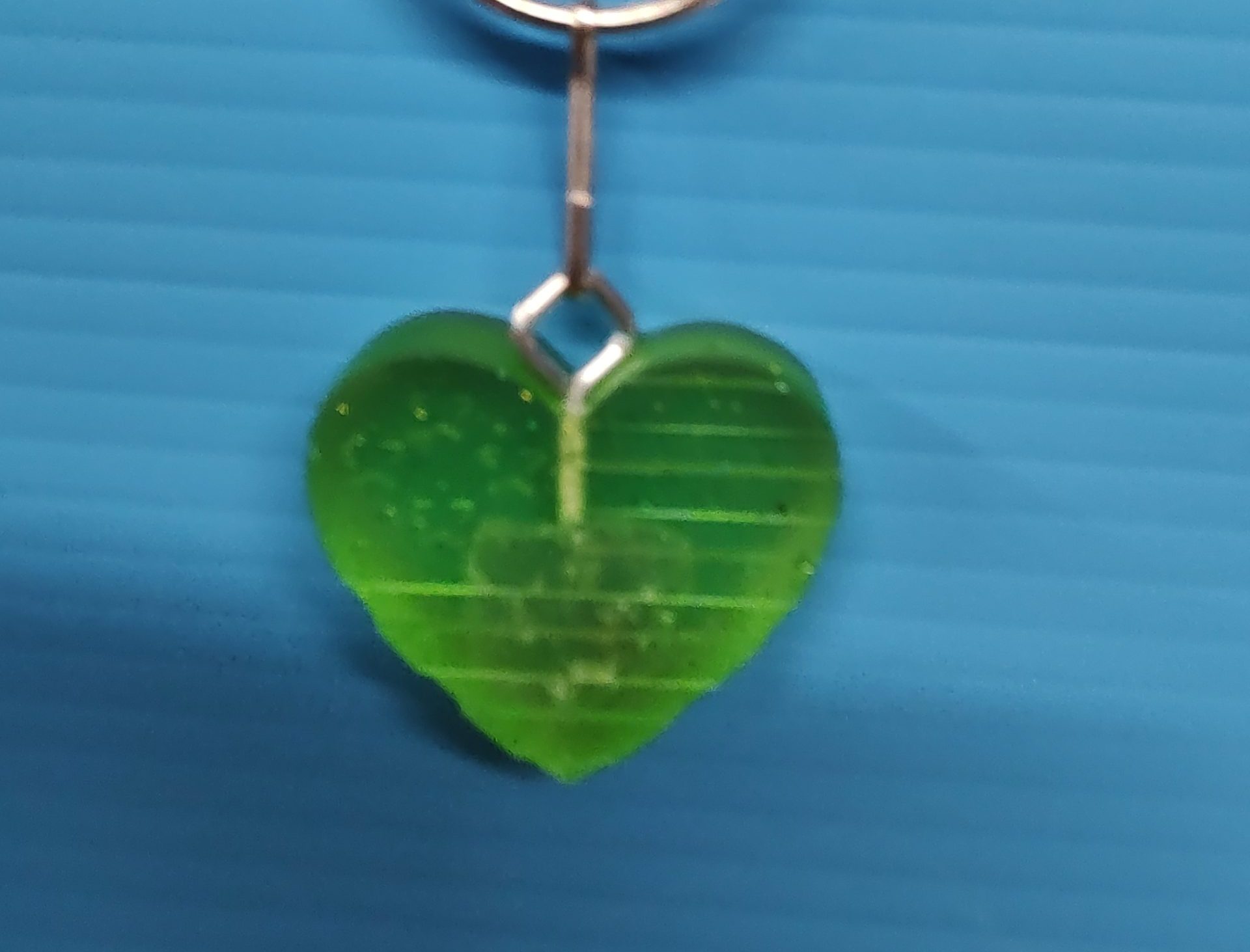 keychain heart green with beach glass 3